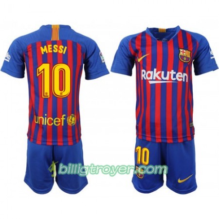 Billige Fotballdrakter FC Barcelona Messi 10 Barn Hjemmedraktsett 2018/19 Kortermet